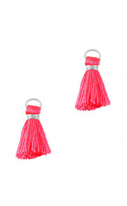 Mini Quaste 2cm - Silver-fuchsia neon pink